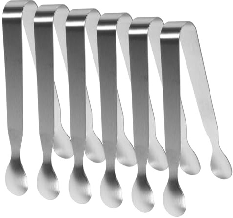 CIYODO 6 Pièces Mini Pinces De Service Acier Inoxydable Petites Pinces à Glaçons Pour Servir Sucres Et Glace Set De Mini Pour Utilisation Maison Et Fêtes