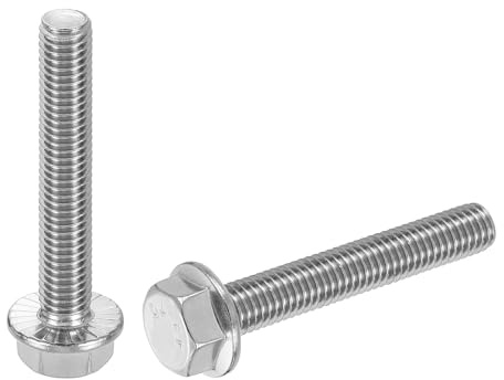 sourcing map 5pcs M8-1.25 x 50mm Metric Flange Hex Cap Bolt Fully Thread DIN 6921 Flanged Bolts Hexagon Screws Stainless Steel 304 Passivation Treatment Silver