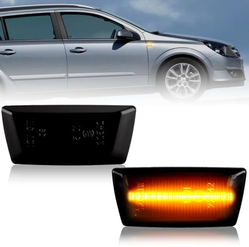 APAKA LED Blinker Seitenblinker Seitenmarkierungsleuchten für O-pel Adam Astra H Corsa D E Insigina A Meriua B Zafira B, Blinkleuchte mit Canbus Fehlerfrei, Smoke, 2 Stücke