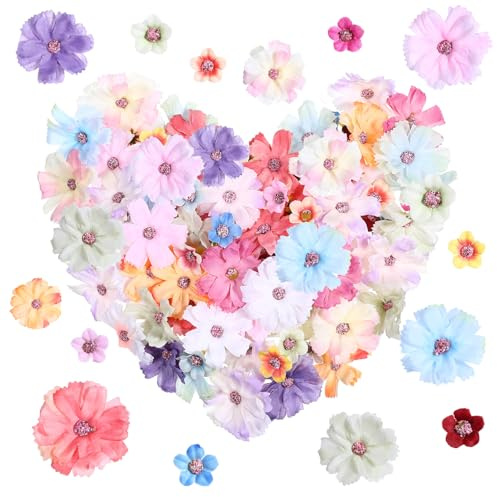 100 Stück Kunstblumen zum Basteln - Künstliche Fake Blumen Köpfe Rosa - Kunstblumen Klein Blumenköpfe Blüten für DIY Deko Blumen Künstlich Tischdeko Frühling Hochzeit Trockenblumen zum Basteln