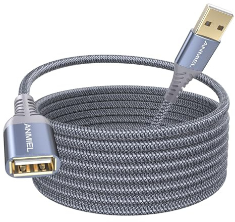 ANMIEL USB-Verlängerungskabel 4 m USB 2.0-Verlängerungskabel Typ A Stecker auf A Buchse Weißes Verlängerungskabel für Festplatte, Überwachungskamera, Drucker, Tastatur, Maus