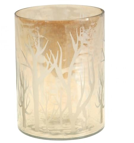 Windlicht Glas Braun Ø12cm H15cm Kerzenglas Teelichtglas Herbst Deko