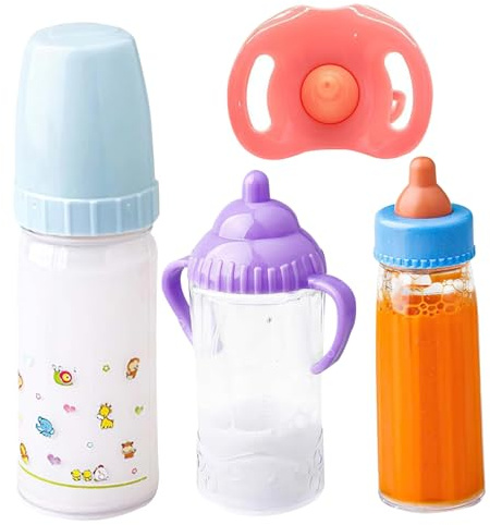 Ensemble d'alimentation pour poupée bébé, biberon pour poupée avec sucette jouet 4 pièces/ensemble biberon de lait magique pour accessoires pour fille, bouteilles disparaissant