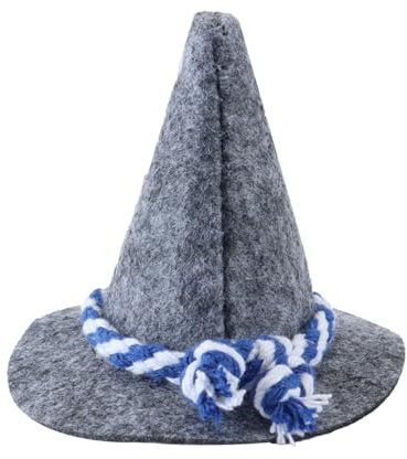 DUZEPA 24 Stück Filz-Zauberhüte, Grau, Mini-Kostümhut, Tischdekoration, Blau-weiße Kordel, Kleine Filzhüte