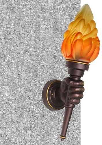 LearnLyrics Lampe Murale Torche Industrielle Rustique – Design Créatif Avec Flamme Pour Restaurant Café Et Bar | Applique En Métal Pour Montage Mural Ou Plug-in