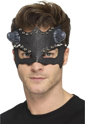 Smiffys Teufel-Augenmaske mit Nieten, Schwarz Halloween