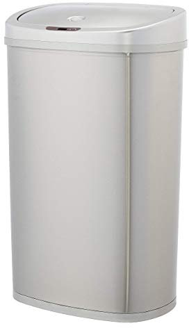 Amazon Basics Pattumiera in acciaio inox, automatica, rettangolare, da 50 litri, acciaio inossidabile