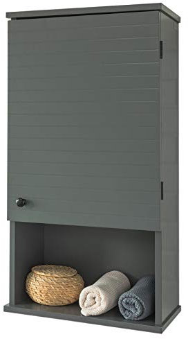 SoBuy BZR25-DG Hängeschrank mit Einer Tür und einem Fach Wandschrank Badhängeschrank Küchenschrank Medizinschrank Badmöbel dunkelgrau BHT ca: 40x76x21cm