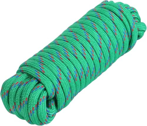 MaxxHaul 3/8-inch x 50 ft Diamond Braided Polypropylene Rope - 500 lb Load Capacity, Weather & UV Resistant Utility Cord - Ideal for Camping and DIY Projects (50227)