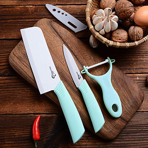 Household Ceramic Knife Set Multi-Function Kitchen Knife Fruit Knife Melon Knife Portable Portable Peeling Knife Complementary Food Knife-Light Green