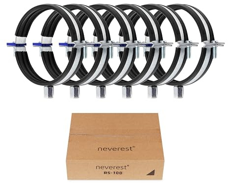 neverest® RS 100mm - Abrazadera de Tubo con Junta de Goma Rosca M8/M10-6 Piezas