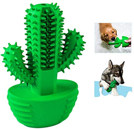 Hundezahnbürste, Kauspielzeug für Zahnreinigung, Ungiftig Natürliches Gummi Biss-resistente Hundespielzeug Kaktusform Hund Zahnbürste Stick für Kleine und Mittlere Hunde