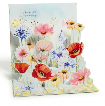 Up With Paper® Wildflower Meadow Pop Up Karte Geburtstag - 3D Grußkarte handgemacht, ausgefallene Geburtstagskarte als besonderes Geschenk für Sammler, mit Umschlag, Designed in Germany