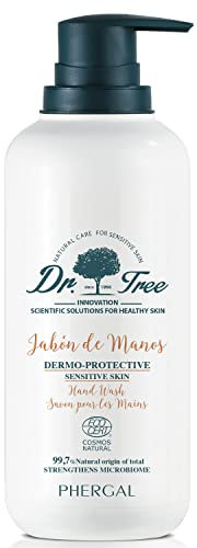 Dr. Tree Jabón de Manos Dermoprotector, Pieles Sensibles, Hidratante, Antibacteriano, Airless, 99% Ingredientes Naturales, Sin Sulfatos SLE, SLS, Sin parabenos, Sin siliconas, ECOCERT, 400ml