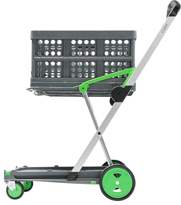 CLAX® The Original | Made in Germany | Multi use Functional Collapsible carts | Mobile Folding Trolley | Shopping cart with Storage Crate | Platform Truck (Green)