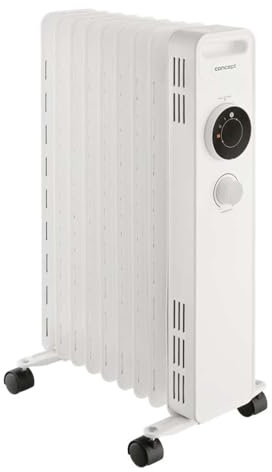 CONCEPT Hausgeräte RO3309 ölradiator, 3 heizstufen, 9 rippen, Überhitzungsschutz, Frostschutz, 2000 W,Weiß
