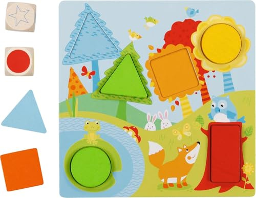 Goki Farbwürfelspiel Geometrische Formen: 17,5 x 17,5 cm, Holz, Pappe, 30 Teile, per Stück