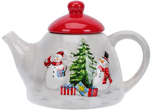 3D Keramik Weihnachtskanne Kaffee Tee: Retro Große Kaffeekanne Weihnachten Geschirr Teeservice Keramik mit Einzigartiger Perfekt für Tee und Kaffee