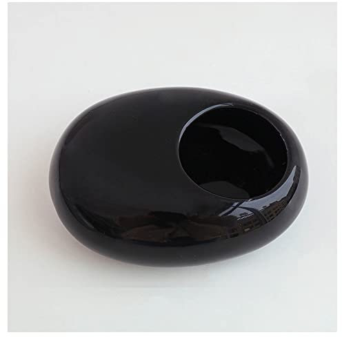 JRPT Cenicero Resistente Al Vento Antiolor Diseño Soporte de Ceniza de Cigarrillo Para Dormitorio,Sala de Estar,Exterior/Black/L 15.5cm