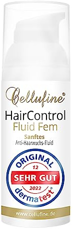 Cellufine® HairControl Fluid Fem - 50 ml, Verlangsamende-Haarwuchs-Creme | entwicklelt für Gesicht mit pflanzlichem Wirkstoff Kreosotbusch, Sheabutter, Olivenöl, Aloe Vera im hygienischen