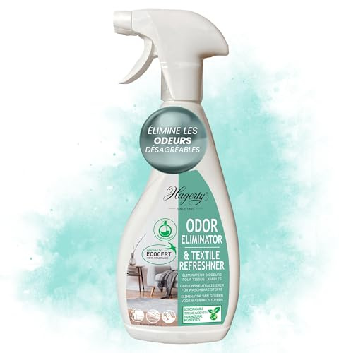 Hagerty Odor Eliminator 500 ml I Désodorisant textile qui élimine les odeurs I Nettoyant efficace aux enzymes I Neutralise les odeurs du quotidien et des animaux de compagnie