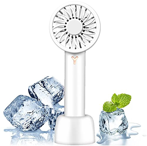 Handheld Fan Rechargeable Mini USB Portable Fan with 3 Speeds Silent Hand Held Fans with Detachable Base with 7 Blades Cooling Personal Desktop Fans for Home Office School Travel Camping