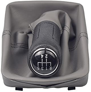 Kakulkomen Schaltsack Schaltmanschette Schwarz Schaltknauf 5 Gang kompatibel mit VW Polo 9N 9N2 9N3 2002-2009 (grau)