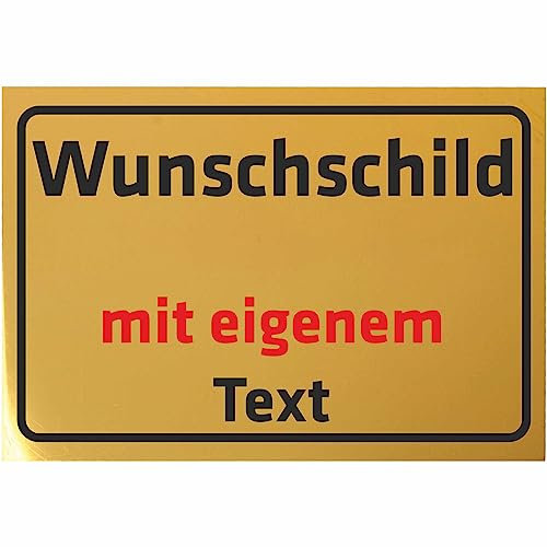 INDIGOS UG - Schilder selbst gestalten - Schild personalisiert 20x15cm - Aluminium Gold matt 0,5mm - extrem leicht - personalisiert mit Namen und Text - Logo - für Garage, Hotel, Parkplatz, Schule,