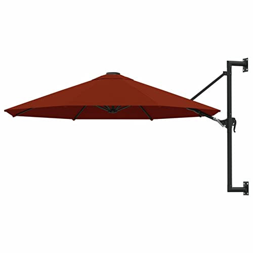 BaraSh Ombrellone a Muro con Palo in Metallo 300 cm Terracotta,Ombrellone,Ombrellone da Giardino,Protezione UV,Ombrellone da Esterni