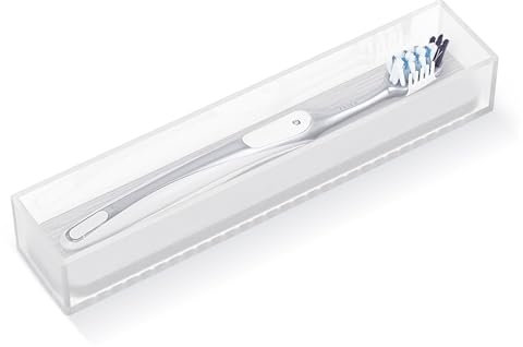 Linkidea Portaspazzolino in acrilico, organizer per cassetti del bagno con foro di drenaggio per spazzolino da denti, compatibile con Colgate Extra Clean, Oral-B CrossAction (Trasparente)
