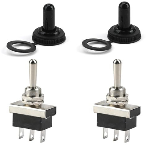 KN3D-103 Toggle Switch - 3 Way, 3 Position, 3 Pin, 12V With Waterproof Caps - On Off On Switch for Car Dash Light Electric Automotive