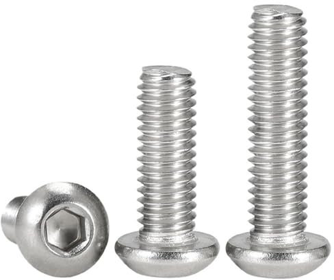 M1,6 x 3–12 mm Vollgewinde Innensechskantschrauben mit Rundkopf, 200 Stück, kleine Schraube aus Edelstahl 304(Größe:M1.6 * 6 200pcs)