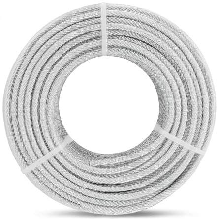 hannger 15 m Stahlseil Ummantelt 5 mm mit 7 × 7 Litzenkern - 730 kg WLL | Vielseitig PVC-Drahtseil mit Ösen für Sonnensegel, Wäscheleine, Kletterpflanzen, Gardinenaufhängung, Lichterkette Aufhängen