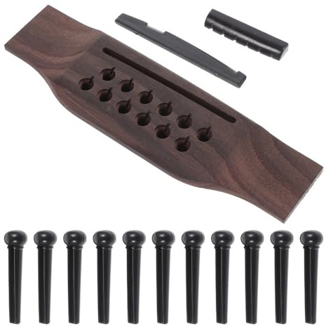 12-saitiges Akustikgitarren-Bridge-Set – 12 Pins, Sattel und Sattel, Ersatz-Kit für verbesserten Klang