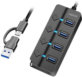 LogiLink UA0419 - USB 3.2 Gen1 Hub mt 4-Ports und EIN-/Aus-Schalter (pro Port)