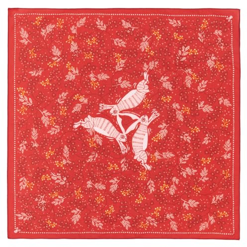 WHTE MOSS Das klassische Drei-Hasen-Bandana, 100 % Baumwolle, extra weiche Baumwolle, für Damen und Herren, Kaninchenrot, 55.88 cm x 55.88 cm