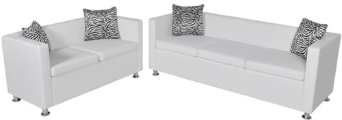 ShGaxin Sofa-Set Kunstleder 3-Sitzer + 2-Sitzer, Couch für Wohnzimmer, für Wohnungen, Loungesofa, Sofas & Couches, Relaxsofa, Weiß