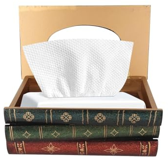 Qiwieod Antiker Buchtaschentuchhalter, Antiker Buch-Taschentuchhalter Aus, Buchförmige Holzpapierbox, Box Für Kosmetiktücher Antikes Buch Taschentuchspender Tücherbox Kosmetikbox