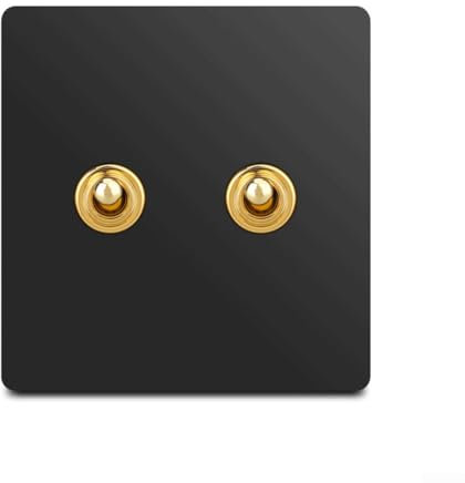 Interruptor de luz con palanca de latón en color gris oscuro, estilo retro, para uso doméstico y comercial (2 bandas, 2 vías)