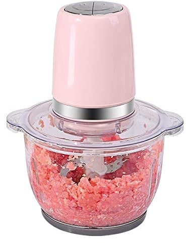 7LiuYueFei6 Robot de cocina, picadora de carne eléctrica, 2 litros, picadora de carne, verduras, frutas y frutos secos, cuchillas de acero inoxidable, cuenco de vidrio sin BPA, 2 velocidades, 300 W