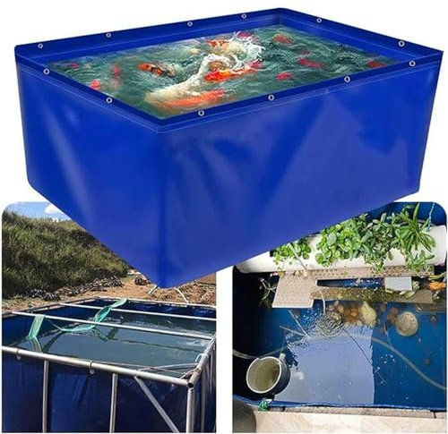 Generisch Reißfestes Aquariumbecken aus PVC-Canvas mit Ablassventil – Temporäres Auffangbecken für Salzwasserfische, Kois und Schildkröten – Langlebige Lösung zur Wasserspeicherung