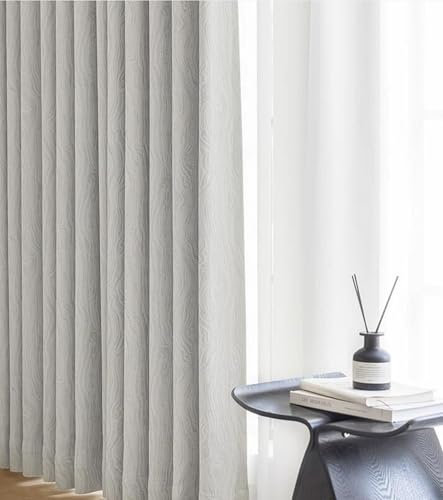 Mesnt Thermovorhang Kälteschutz, Lichtgrau 250x270cm Einfarbig Sommer Vorhang Blickdicht, Pleat Hook