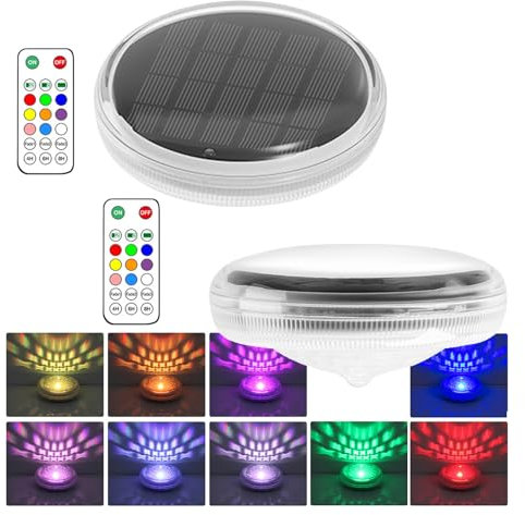 Pond Light, Solar Pool Lights with 3 Timing Mode, 9-Color Floating Solar Light with Remote Control, IP68 Waterproof Swimming Pool LED Pond Decoration (2 Packs)