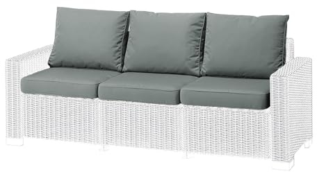 1,2 or 3 Seater Replacement Seat Cushion Pads for Keter Allibert California Rattan Outdoor Furniture | Water Resistant Rattan Patio Set Sofa Cushions Pads (Dark Grey, 3 Seater)