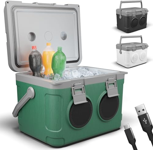 TOM 3in1 Musik Kühlbox 21l zum Kühlen, Warmhalten und Musik hören – mit Bluetooth Lautsprecher – Kühlen mit Kühlakkus – Mobile Kühlbox – für Auto, Camping, Wohnwagen & Co.