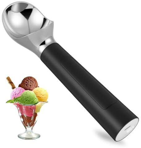 Cuillère à Glace Électrique Chauffée - Cuillère à Boule de Glace avec Chauffage, USB-C, Max 70℃/158°F, pour des Boules de Glace Parfaites Sans Effort - Étanche IP67, Nettoyage Ultra Facile