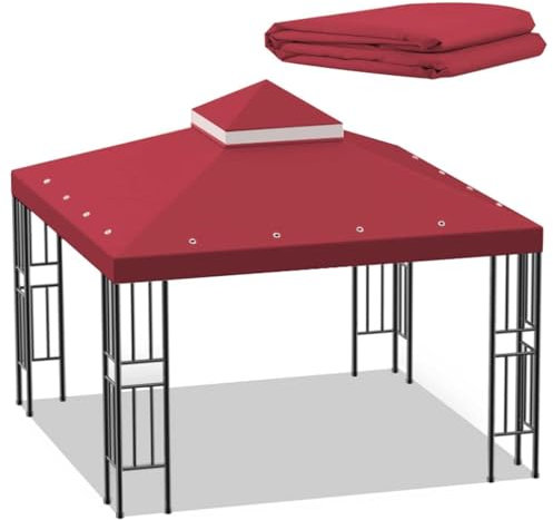 3 x 3 m Ersatz-Baldachin, 2-stöckig, Pavillon-Abdeckung, Ersatz-Grill-Pavillon-Dach mit Belüftungsöffnungen, für Geschäft, Garten, Terrasse, Hof, Outdoor, Pavillon-Abdeckung, Sonnenschutz