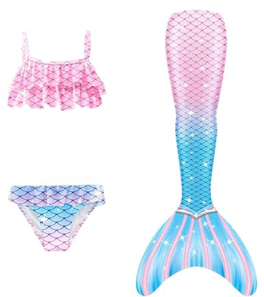 𝙈eerjung𝙛rauen𝙛losse Schwimmen, 𝙈eerjung𝙛rauen𝙛losse Mädchen Mit Bikini Set schwimm𝙛lossen Kinder 𝙈eerjung𝙛rau 𝙈eerjung𝙛rauen Badeanzug 𝙈ono𝙛losse Bikinis Badekleid Badebekleidung 6-7 Jah