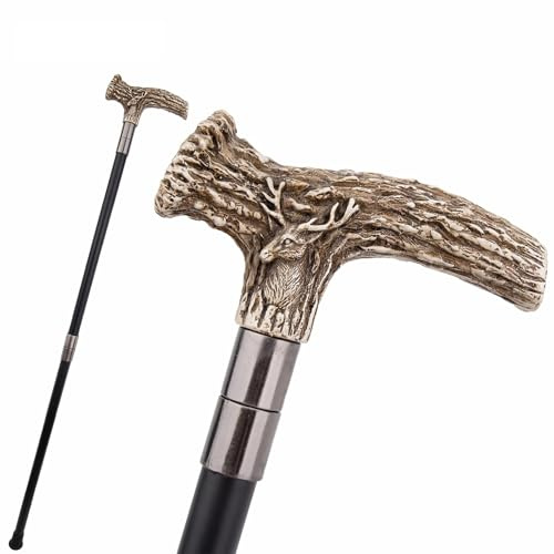 Bastón de Ciervo Blanco 94 cm para Hombre - Plegable 3 Piezas, Ideal para Mayores, Apoyo Equilibrio, Movilidad y Rodillas