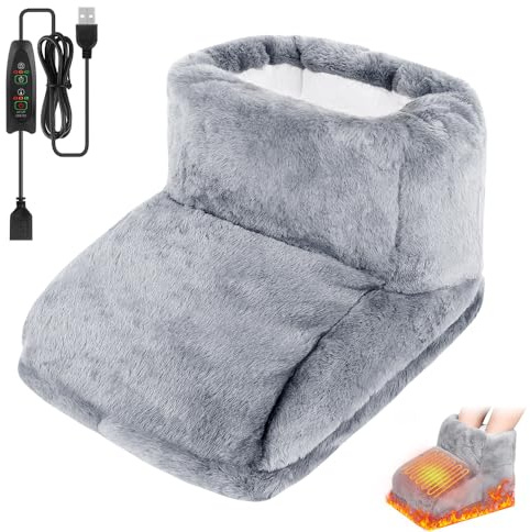 PLLYPE Calentador de Pies Electrico, Calienta Pies Electrico, Funda Eléctrica para Pies, 3 Niveles de Temperatura, para Invierno, Oficina en casa, Gris
